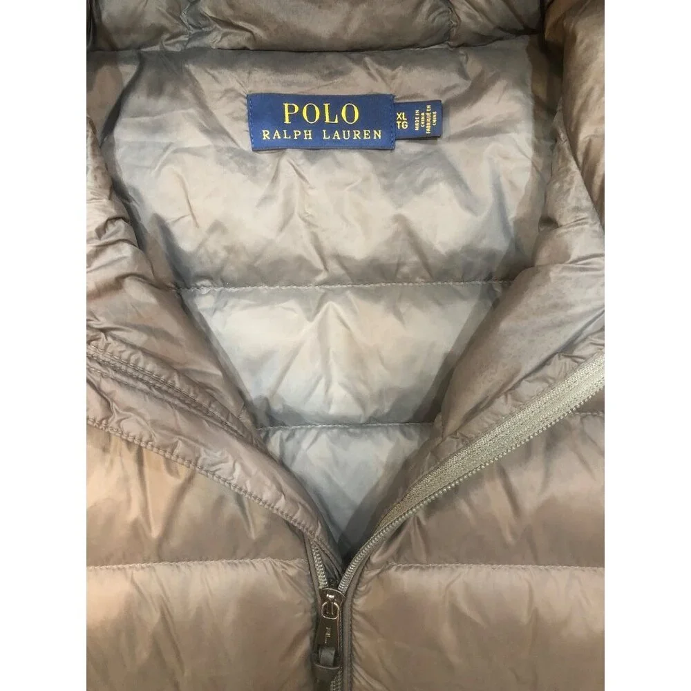 Polo Ralph Lauren Packable Hooded Down Puffer Charcoal Gray Jacket Size XL